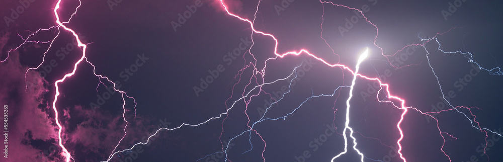 Fork lightning striking down during summer storm Fork lightning striking down during summer storm