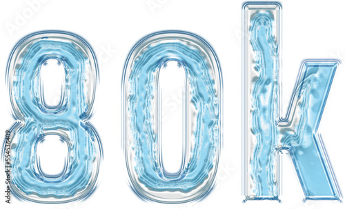 80k blue water melt text metal metallic lettering word