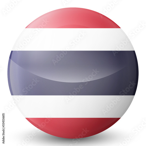 Free Download Glass light ball with flag of Thailand. Round sphere, template icon. National symbol. Glossy realistic ball, 3D abstract vector illustration highlighted on a white background. Big bubble. - GFXLoad