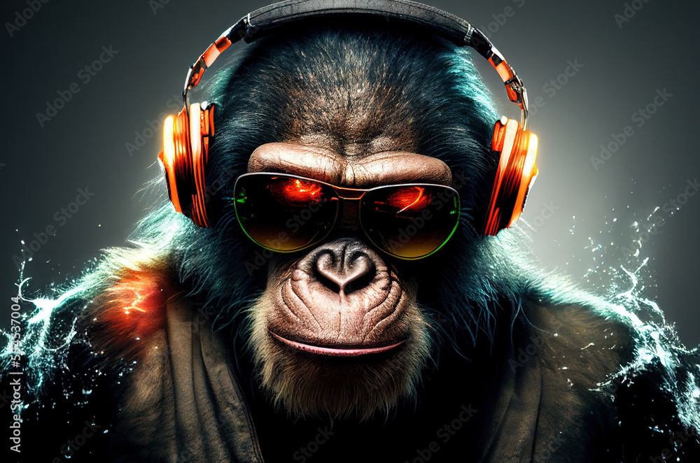 Cool monkey gorilla Gangsta rapper in sunglasses.
sketch art for artist creativity and inspiration. generative AI - obrazy, fototapety, plakaty 