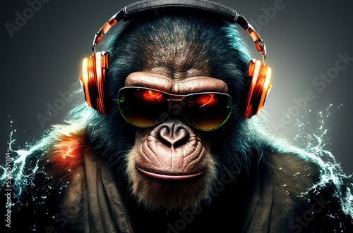 Cool monkey gorilla Gangsta rapper in sunglasses. sketch art for artist creativity and inspiration. generative AI