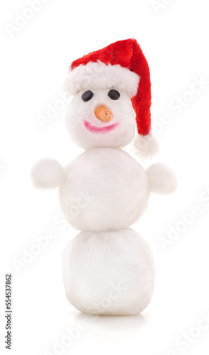 Snowman in a Christmas hat.