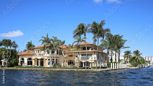 Beautiful corner waterfront home in Fort Lauderdale, Florida, USA. photo