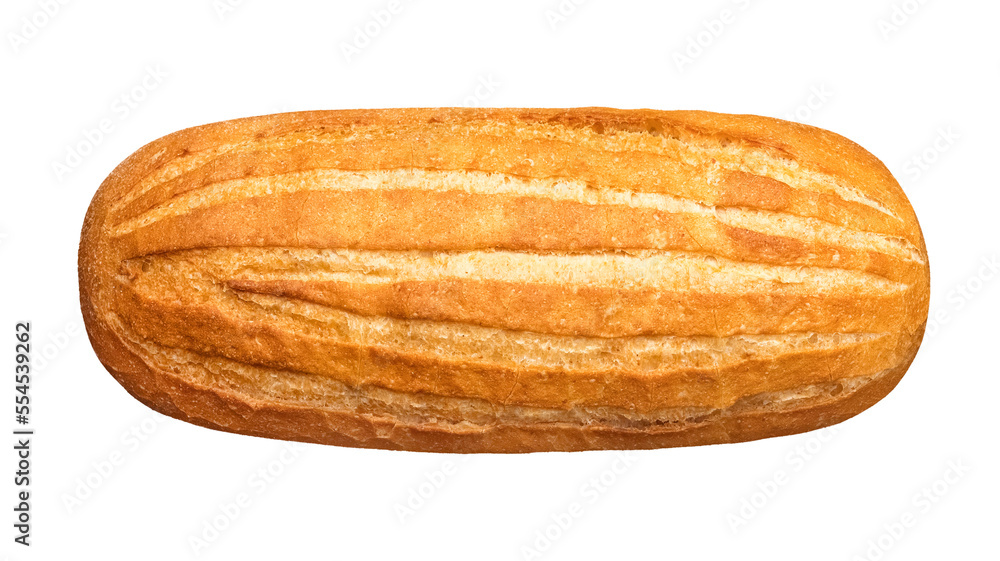 Loaf of bread on a transparent background. isolated object. top view Loaf of bread on a transparent background. isolated object. top view