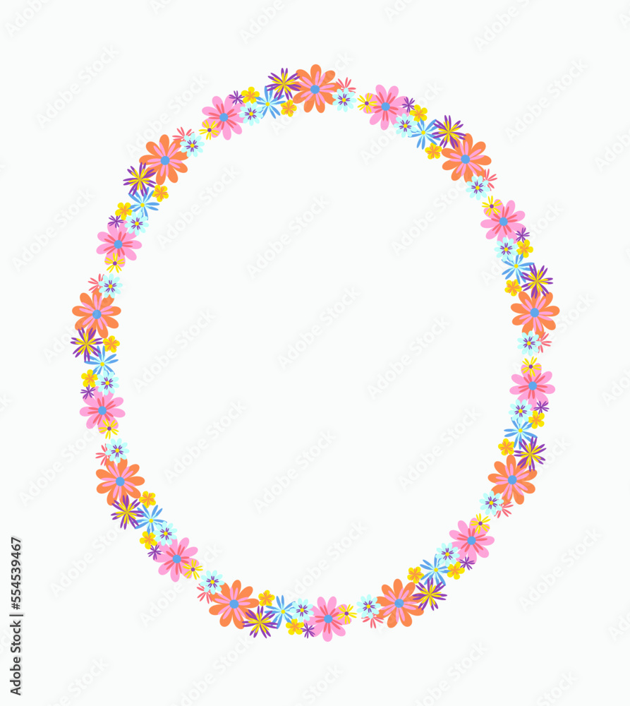 Floral frame, border. Bright floral ornament. Design for postcard, space for text. Vector illustration. Background isolated. Floral frame, border. Bright floral ornament. Design for postcard, space for text. Vector illustration. Background isolated.