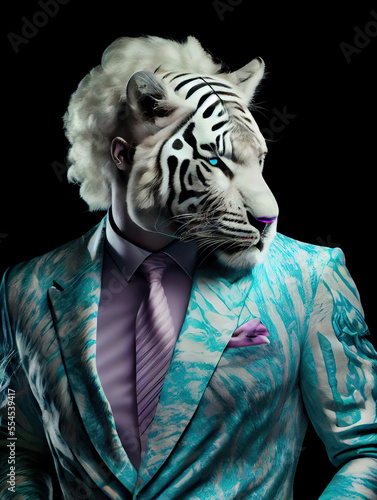 white tiger wears suit  party tiger