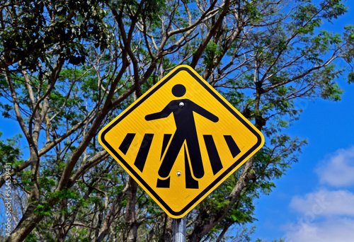 Street sign indicating pedestrian crossing, Rio