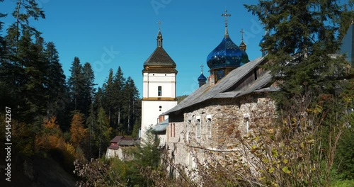 Manyava Skete of Exaltation of Holy Cross, or Maniava or Manjava Skete - known as Ukrainian Athos,is Orthodox solitary cell mens monastery in Carpathian mountains, Ukraine. Near skete is Blessed Stone photo