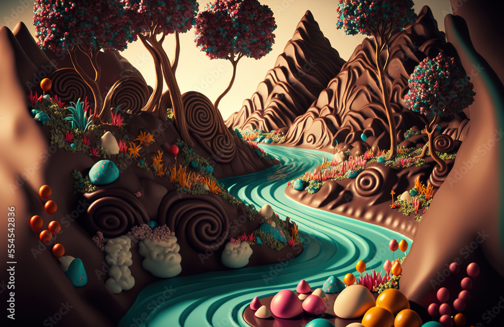 Fototapeta premium Generative AI. Candy Land No.08