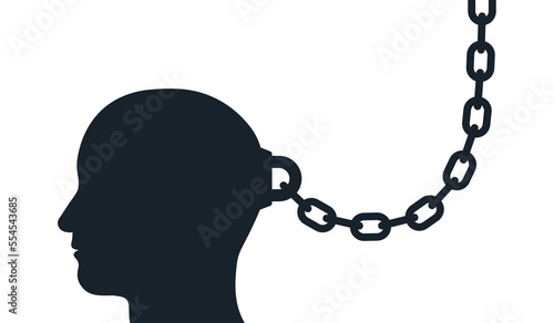 Man head chained - vector illustration