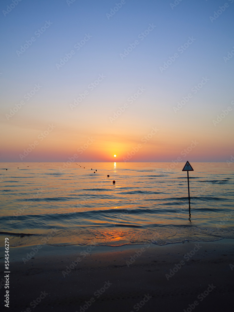 Amazing Sunrise on the Adriatic sea,  Rimini, Italy.