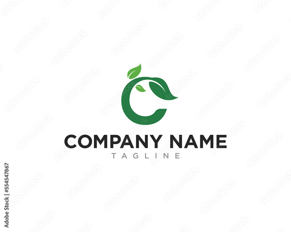 Letter C and Leaf Logo Design
