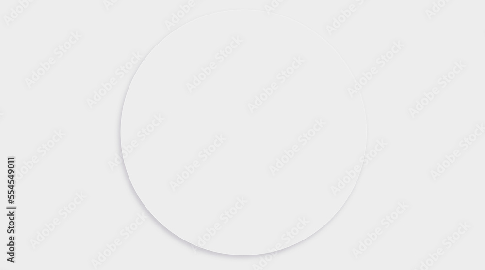 Simple white circle with shadow. Minimalism banner. Presentation template. Copy space