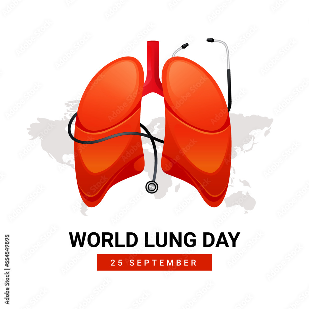 World lung day illustration, lung and stethoscope vector World lung day illustration, lung and stethoscope vector