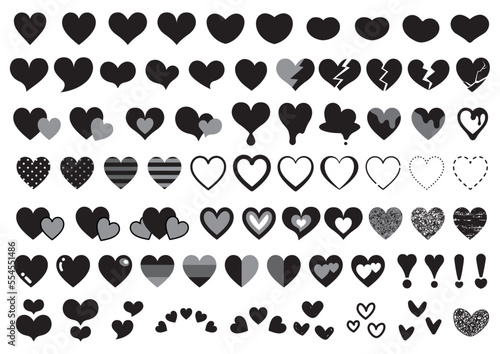 いろいろな形のハートマークのセット