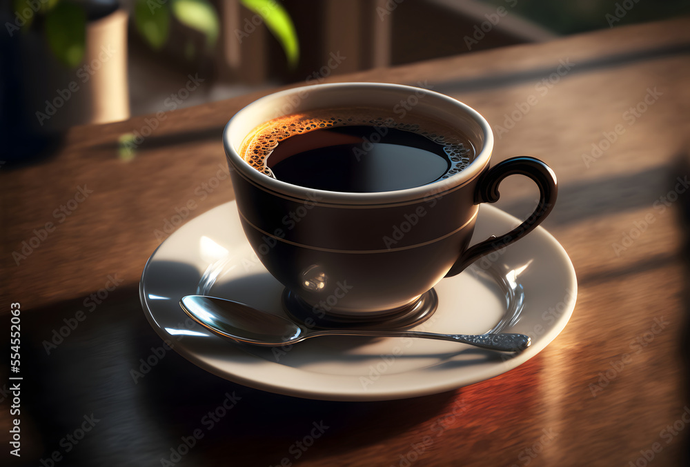 A Cup of Coffee Enjoyment on a Wooden Table A Cup of Coffee Enjoyment on a Wooden Table