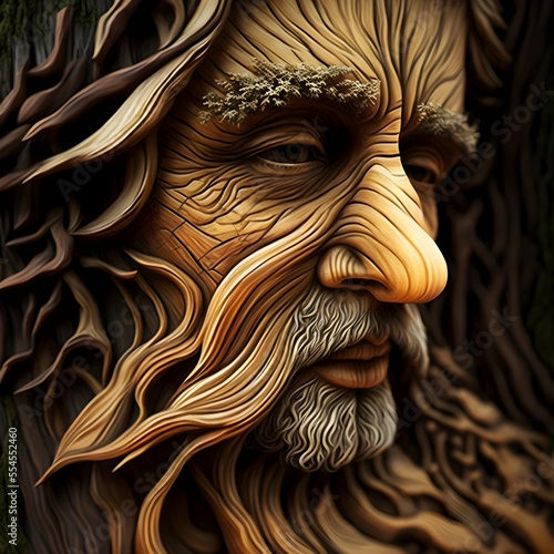 A whimsical and unique illustration of a human face composed of intertwining branches, resembling a tree