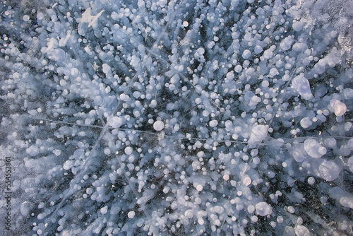 texture ice bubbles air baikal gas hydrogen sulfide nature winter background © kichigin19