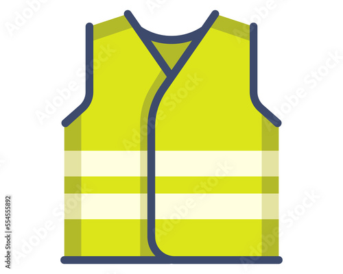 green reflective vest worker on the track. flat vector illustration.