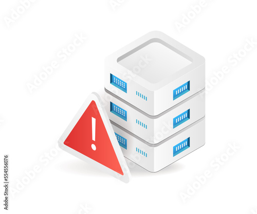 Flat isometric 3d illustration hardware storage server error