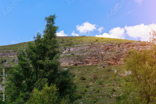 The hilly nature of Eastern Europe. Background with copy space for text, toned