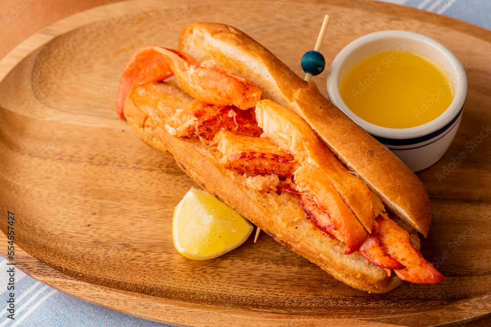 Lobster Roll. Traditional classic American Sandwich. New England