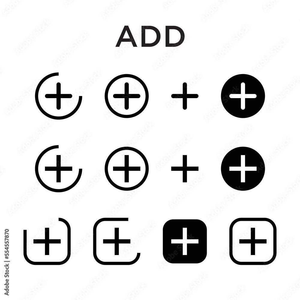 Add icon set illustration isolated vector sign symbol Add icon set illustration isolated vector sign symbol