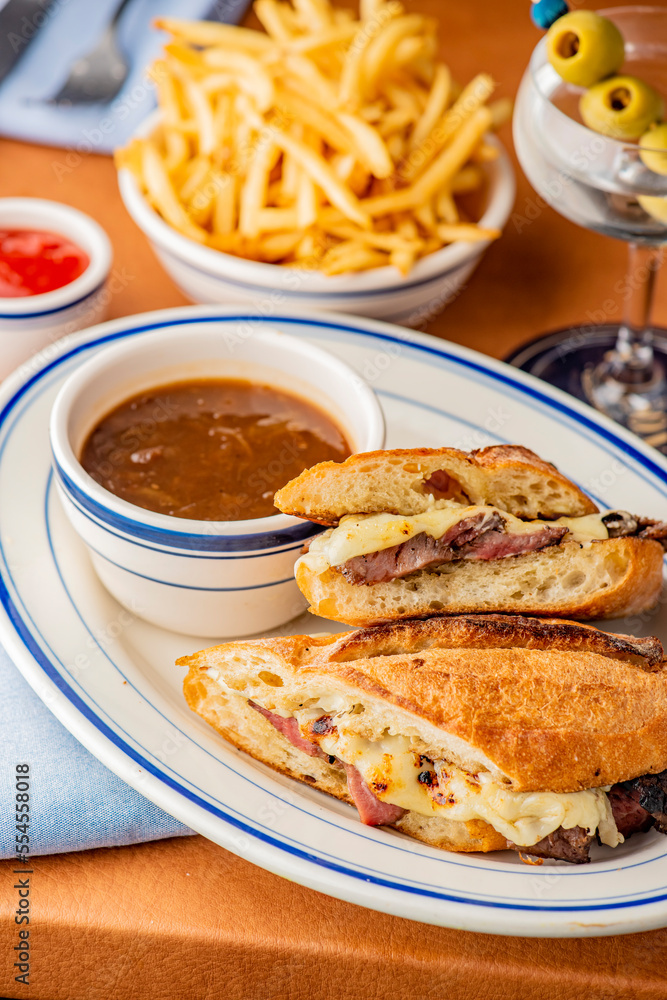 Reuben Sandwich. Classic traditional American sandwich. Pastrami and