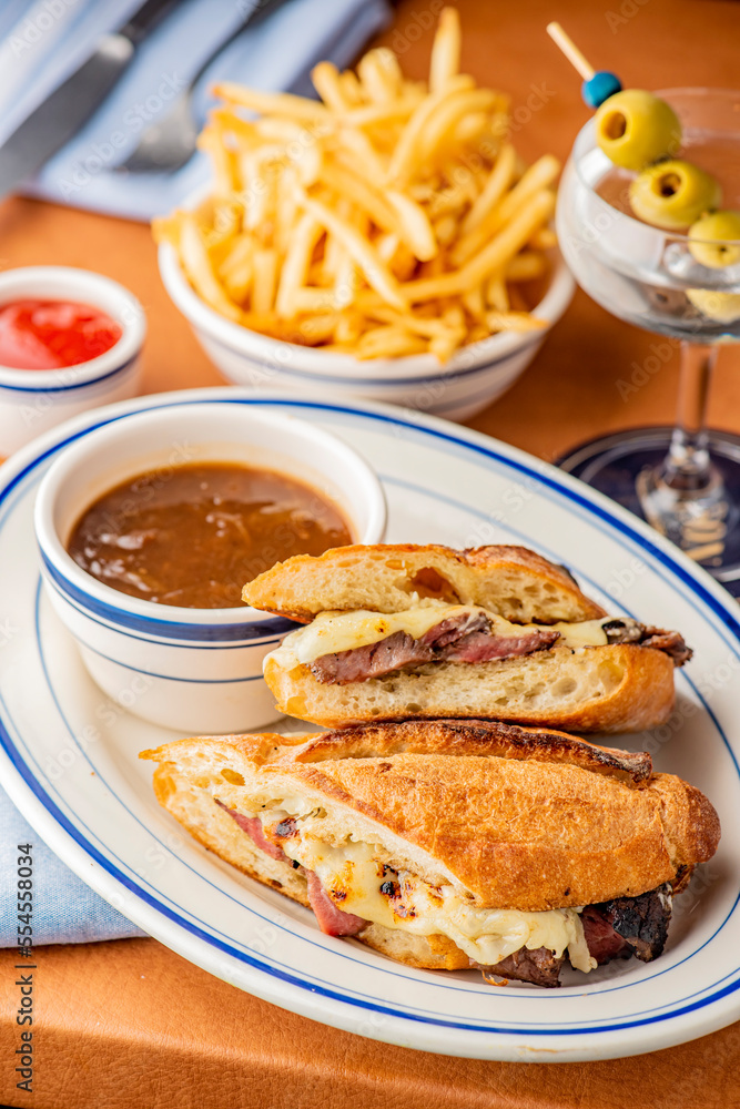 Reuben Sandwich. Classic traditional American sandwich. Pastrami and