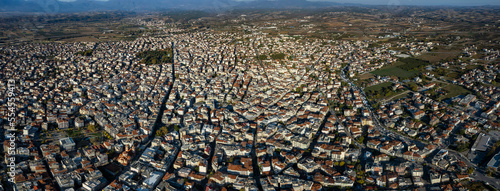 Aerial view of the city katerini in Greece on an early morning in autumn photo