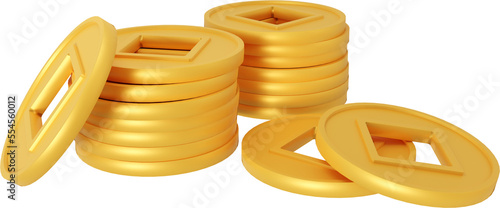 3d Render Chinese Gold Coin