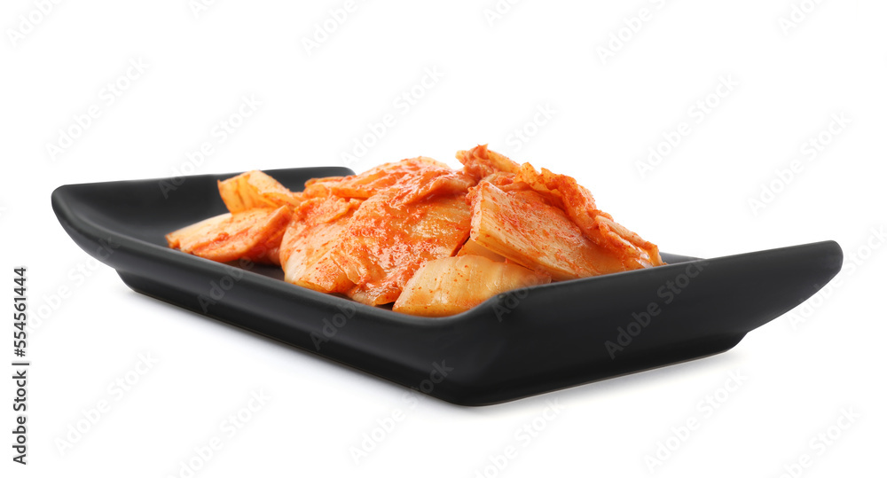 Delicious kimchi with Chinese cabbage isolated on white