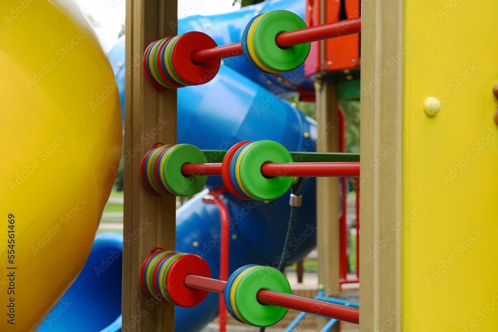 Large colorful abacus installed on children's playground