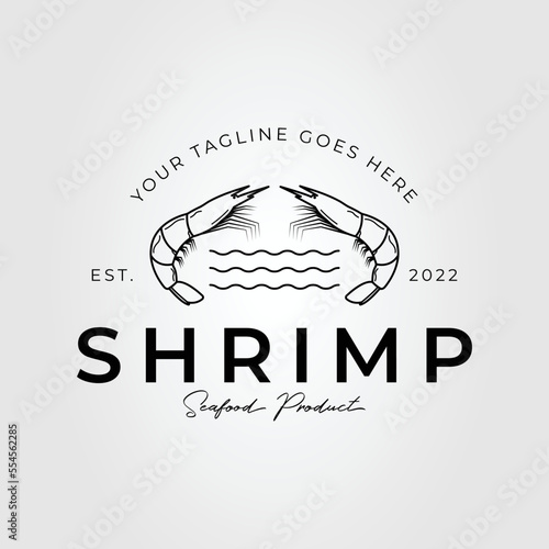 prawn or shrimp or lobster seafood logo vector illustration design