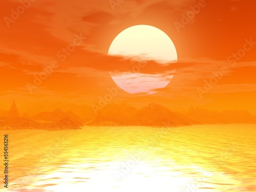 幻想的な太陽と海