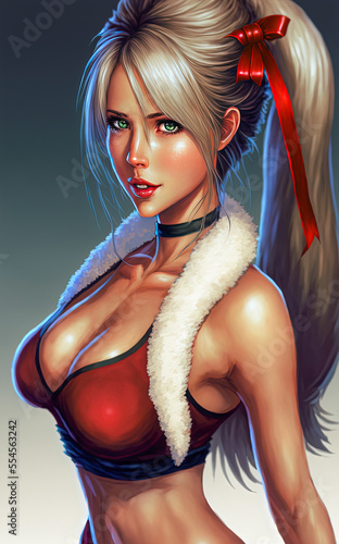 Portrait of an attractive woman with sexy Christmas clothes 