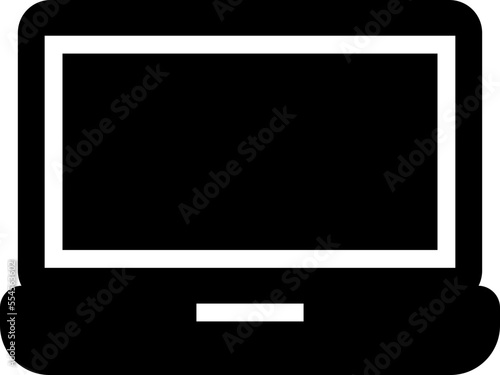 Black fill icon laptop computer technology business screen modern display notebook white pc design internet monitor digital office desktop device background blank isolated communication space table wo