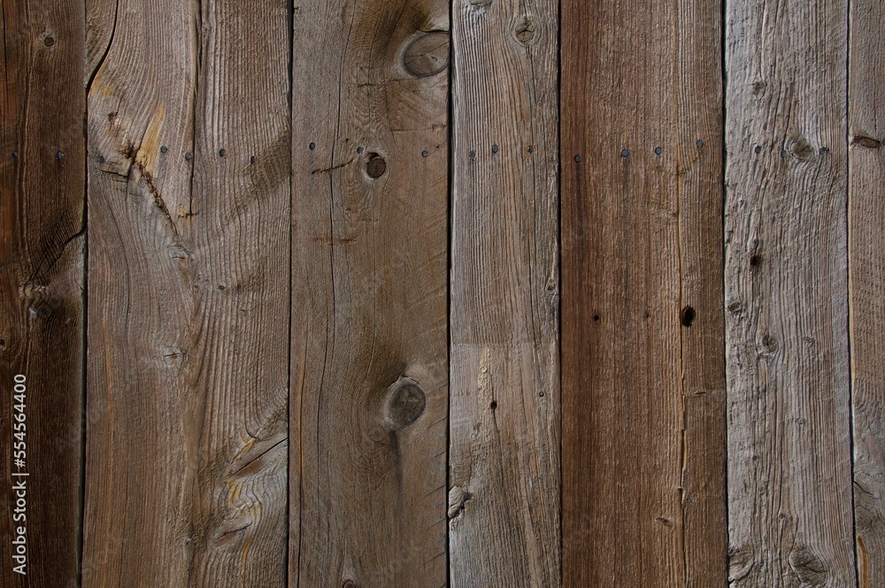 Fototapeta premium Wall of natural wood planks background and space