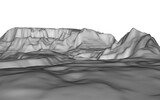 wireframe rendering of mountain on a white background