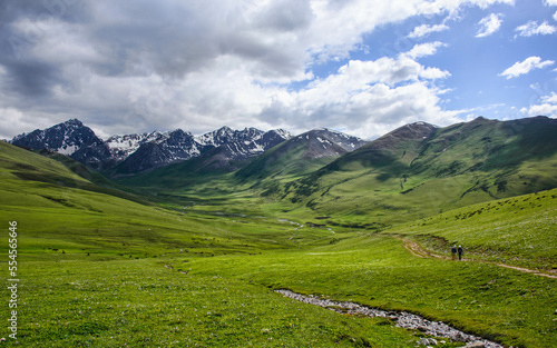Verdant alpine scenery on the Keskenkija Trek, Jyrgalan, Kyrgyzstan photo