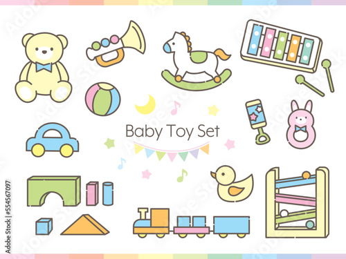 赤ちゃん用のおもちゃのイラスト素材セット