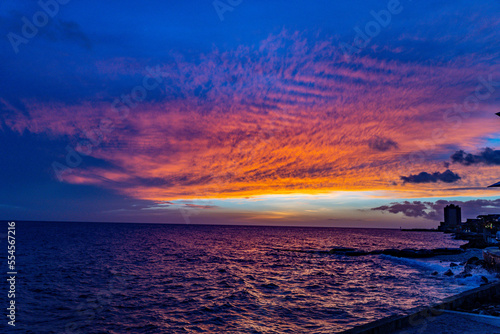 Sunset in Wilhelmstad in Curacao 