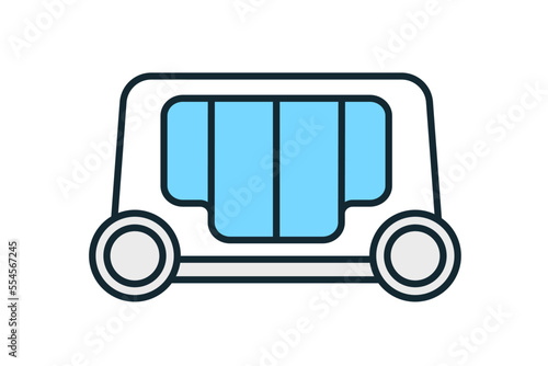 自動運転で動く乗り物。自動運転車のベクターイラスト素材。