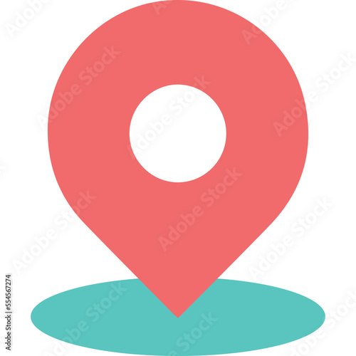 location icon leading to the destination, pointer on the map for navigator to travel and make a trip