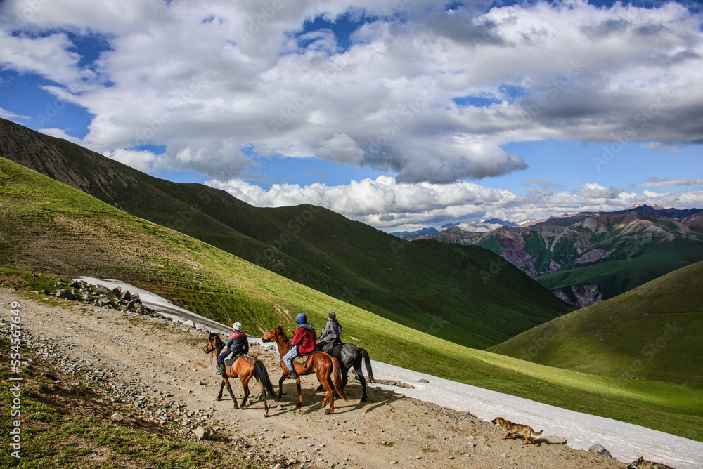 Kyrgyz horserider, Jyrgalan Valley, Kyrgyzstan