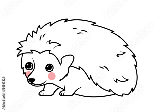 Outline hedgehog concept. Charming and adorable forest dweller. Mammal with spines, wild life and fauna. Graphic element for printing on fabric in minimalistic style. Cartoon flat vector illustration