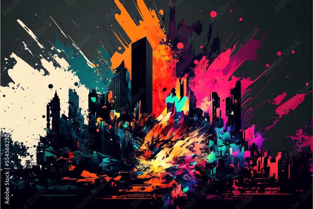 Obraz premium abstract color fireworks in the city