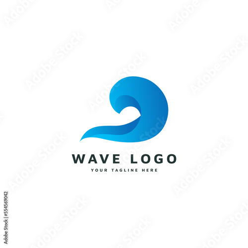 Wave water sea logo design illustration