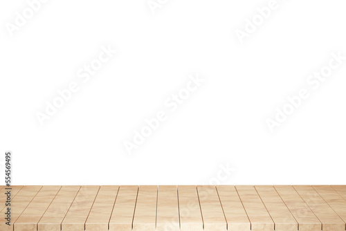 Wooden table  wood table top front view 3d render isolated