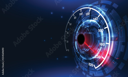 Speed motion background with fast speedometer car. Racing velocity background.